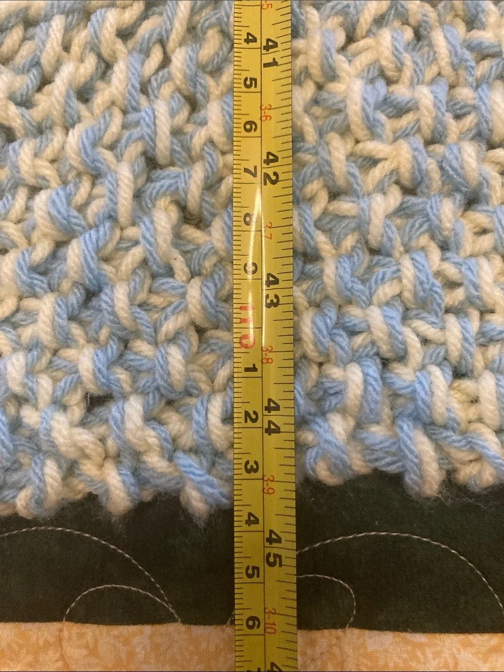 Hand crochet baby blanket lap blanket blue and white 45.5x44.5 soft cozy